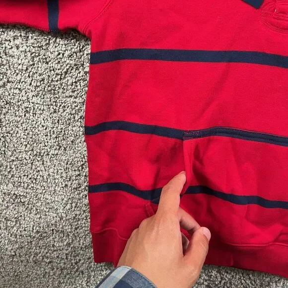Polo Ralph Lauren Rugby Sweater Boys Large 14-16 Red Blue Hoodie Relaxed Comfort